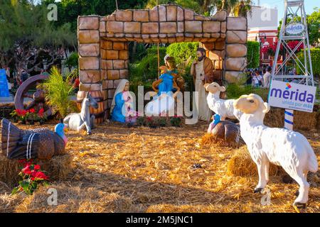 Geburtsszene, Plaza Grande, Merida Yucatan Mexiko Stockfoto