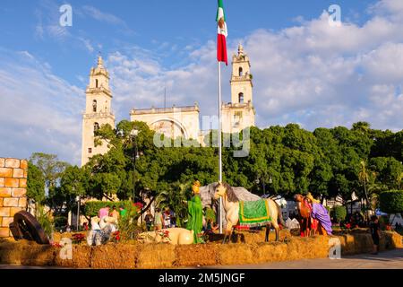 Geburtsszene, Plaza Grande, Merida Yucatan Mexiko Stockfoto