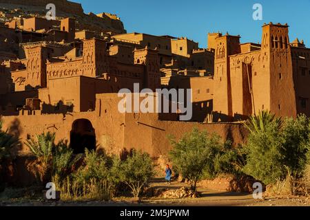 Nordafrika. Marokko. Ksar d'Ait Ben Haddou im Atlasgebirge Marokkos. UNESCO-Weltkulturerbe seit 1987 Stockfoto