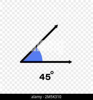 Symbol für 45-Grad-Winkel. Geometrisches Symbol. Vektordarstellung auf transparentem Hintergrund Stock Vektor