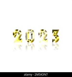 2023 in goldenen Buchstaben für einen Frohes neues Jahr. Stockfoto