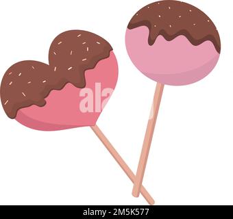 Ein paar Kuchenwürfel, rosa Kuchenwürfel in Schokolade Stock Vektor