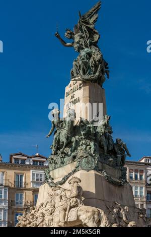 Denkmal für die Schlacht von Vitoria in der Plaza De La Virgen Blanca, Vitoria-Gasteiz. Alava, Baskenland, Baskenland, Spanien Stockfoto