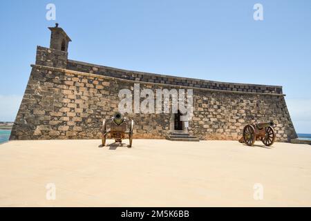 Panoramablick auf das Schloss San Gabriel de Arrecife Stockfoto