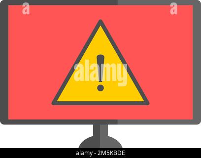 Computer mit Ausrufezeichen auf dem Bildschirm. Computermonitor mit Warnung auf dem Bildschirm. Stock Vektor
