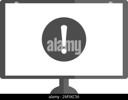 Computer mit Ausrufezeichen auf dem Bildschirm. Monitor mit Warnung auf dem Bildschirm. Stock Vektor