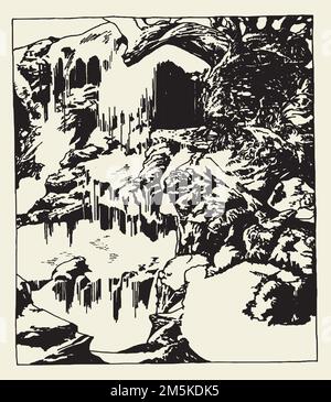 Wasserfall-Hintergrundvektor. Abbildung Auf Weißem Hintergrund. Eine Vektordarstellung Eines Wasserfalls. Stock Vektor