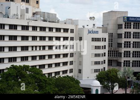 Eine Luftlinie des Jackson Memorial Hospital und Veterans Medical Center in South Florida Stockfoto