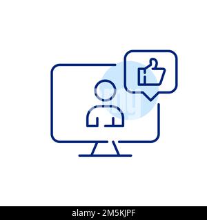 Avatar von Nutzern sozialer Medien mit Daumen-hoch-Reaktion. Pixelgenaue, bearbeitbare Konturlinie Stock Vektor