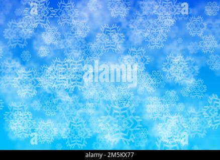 Digital erstelltes Bild des abstrakten blauen Schneeflocken-Hintergrunds. Stockfoto