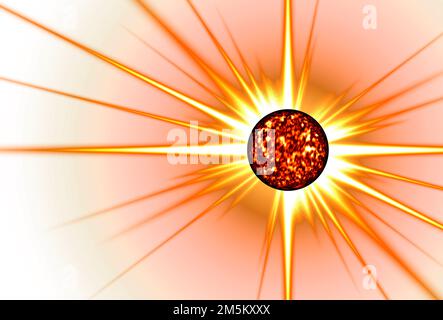 Digital gerenderte Sonne auf weißem Hintergrund Stockfoto