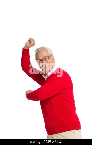 Vergießen Sie die glückliche Gesundheit älterer Männer Stockfoto