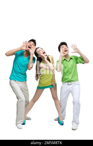 Junge Leute nehmen modische Kampfheulungen an Stockfoto