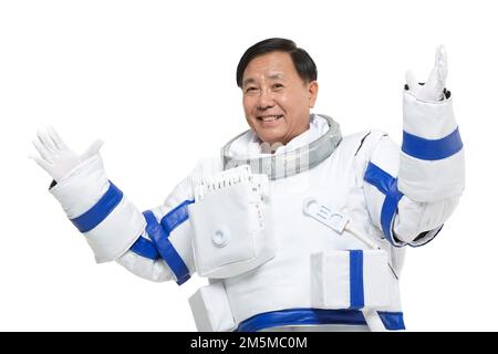 Ältere männliche Astronauten ausscheiden Stockfoto