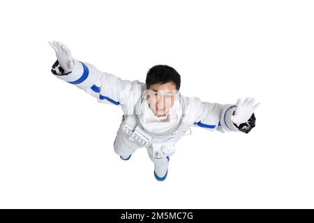 Er scheidet männliche Astronauten mittleren Alters aus Stockfoto