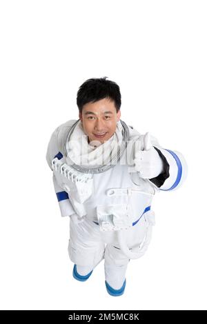 Er scheidet männliche Astronauten mittleren Alters aus Stockfoto