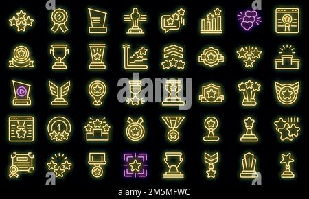 Ranglistensymbol. Umriss Ranking Vektor-Symbol Neonfarbe auf schwarz Stock Vektor