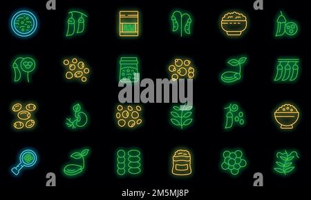 Linsensymbol. Umriss Linsenvektor Symbol Neonfarbe auf schwarz Stock Vektor