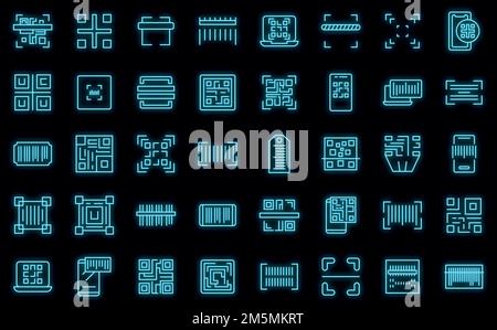 Symbole zum Scannen von Codes legen den Umrissvektor fest. QR-Barcode. Handyscanner Stock Vektor