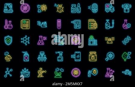 Symbole für chemische Kontrollen legen den Umrissvektor fest. Qualitätsprüfung. Wassersicherheit Stock Vektor