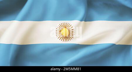 Argentinische Flagge mit Hintergrund .3D Darstellung der argentinischen Flagge Stockfoto