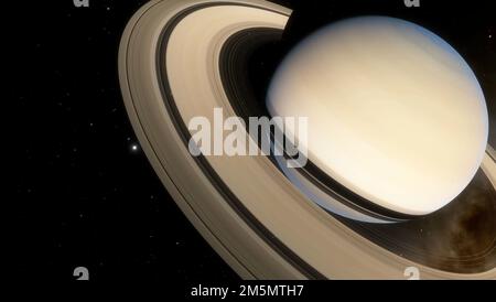 Planet Saturn. Ansicht des Planeten und der Ringe Stockfoto