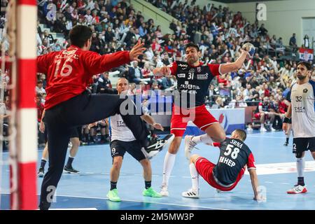 Luka Sebetic von Kroatien während eines freundlichen Handballspiels in der Mate Parlov Sport Hall in Pula, Kroatien, am 29. Dezember 2022. Foto: Srecko Niketic/PIXSELL Stockfoto