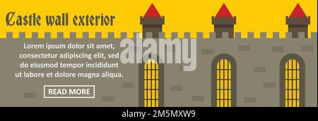 Burg Wand Außenbanner horizontales Konzept. Flache Abbildung der Burgwand Außenbanner horizontalen Vektor-Konzept für Web-Design Stock Vektor