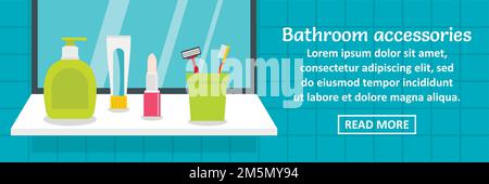 Bad Accessoires Banner horizontalen Konzept. Flache Abbildung von Bad-Accessoires Banner horizontalen Vektor-Konzept für Web-Design Stock Vektor
