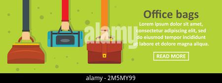 Bürotaschen Banner horizontales Konzept. Flache Abbildung von Bürotaschen Banner horizontalen Vektor-Konzept für Web-Design Stock Vektor