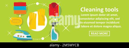 Reinigung Home Tools Banner horizontalen Konzept. Flache Illustration der Reinigung Home Tools Banner horizontalen Vektor-Konzept für Web-Design Stock Vektor