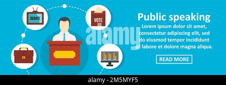 Public Speaking Banner horizontales Konzept. Flache Illustration des öffentlich sprechenden Banner horizontalen Vektor-Konzept für Web-Design Stock Vektor