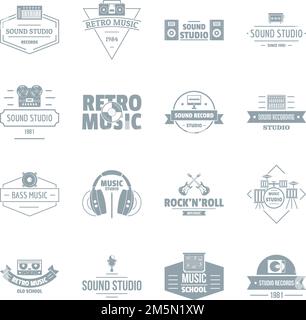 Music Studio Logo Symbole gesetzt. Einfache Abbildung: 16 music studio logo Vector Icons für Web Stock Vektor