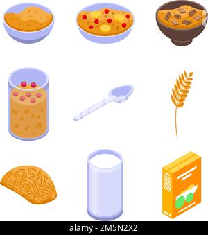 Haferflocken Symbole gesetzt. Isometrische Satz von haferflocken Vector Icons für Web Design auf weißem Hintergrund Stock Vektor