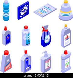 Bleichmittel Symbole gesetzt. Isometrische eingestellt von bleach Vector Icons für Web Design auf weißem Hintergrund Stock Vektor