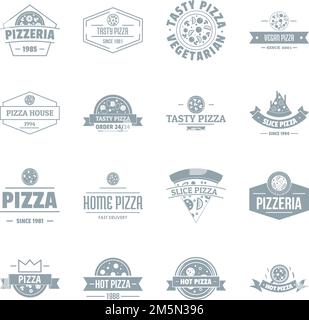 Symbole für Pizzeria-Logo gesetzt. Einfache Illustration von 16 Pizzeria Logo Vektor-Icons für Web Stock Vektor