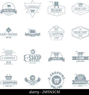 Symbole für das Einkaufslogo. Einfache Illustration von 16 Shopping-Logo-Vektor-Icons für Web Stock Vektor