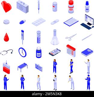 Krankenschwester Symbole gesetzt. Isometrische Satz von Krankenschwester Vector Icons für Web Design auf weißem Hintergrund Stock Vektor