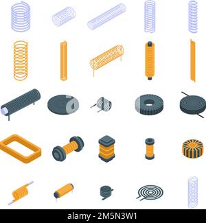 Spule Symbole gesetzt. Isometrische Satz von Spule Vector Icons für Web Design auf weißem Hintergrund Stock Vektor