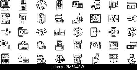 Money transfer Symbole gesetzt. Umrisse der Überweisung Vector Icons für Web Design auf weißem Hintergrund Stock Vektor