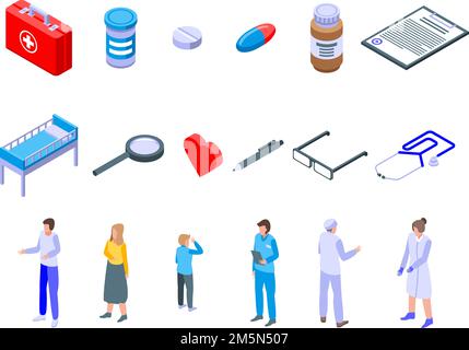 Familie Gesundheit Klinik Symbole gesetzt. Isometrische Satz von Familie Gesundheit Klinik Vector Icons für Web Design auf weißem Hintergrund Stock Vektor