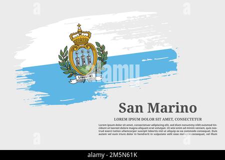 Grunge-Pinsel der San-Marino-Flagge und Textposter, Vektor Stock Vektor