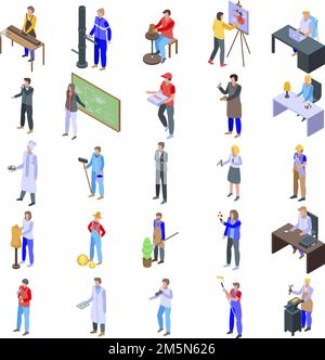 Handgefertigte Symbole. Isometrischer Satz von handgefertigten Vektorsymbolen für Webdesign auf weißem Hintergrund isoliert Stock Vektor