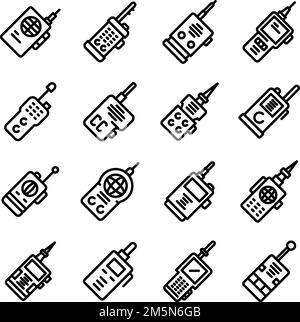 Walkie-Talkie-Symbole eingestellt. Skizzieren Sie einen Satz von Walkie Talkie-Vektorsymbolen für das Webdesign isoliert auf weißem Hintergrund Stock Vektor