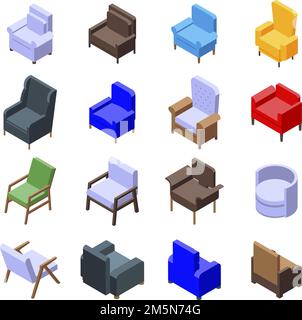 Sessel Icons Set. Isometrischer Satz von Sessel-Vektor-Icons für Webdesign isoliert auf weißem Hintergrund Stock Vektor
