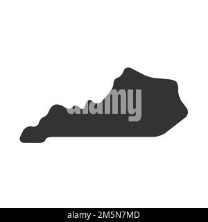 US-Bundesstaat Kentucky, USA. Vereinfachte Darstellung von dicken schwarzen Silhouetten mit abgerundeten Ecken. Einfache Darstellung eines flachen Vektors Stock Vektor