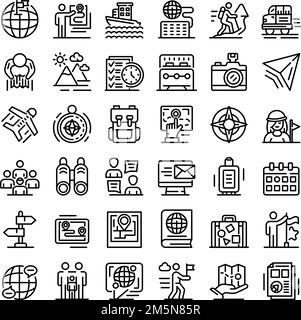 Führungssymbole eingestellt. Umreißen Sie die Symbole für Leitungssymbole für das Webdesign auf weißem Hintergrund Stock Vektor