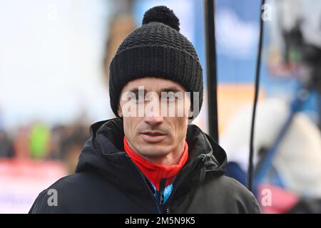 Ex-Skispringer und Eurosport-Skisprungexperte Martin SCHMITT. Einzelbild, abgeschnittenes Einzelmotiv, Hochformat, Hochformat. Skispringen, 71. International Four Hills Tournament 2022/23, Eröffnungsveranstaltung in Oberstdorf, Qualifikation am 28. Dezember 2022. AUDI ARENA. ? Stockfoto