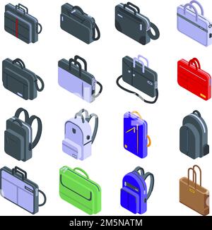 Symbole für Laptoptasche. Isometrischer Satz von Laptop-Tasche Vektor-Symbole für Web-Design isoliert auf weißem Hintergrund Stock Vektor