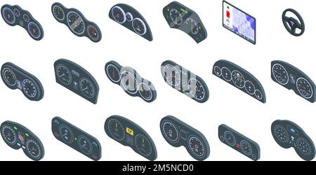 Symbole auf dem Armaturenbrett des Fahrzeugs eingestellt. Isometrischer Satz von Auto Dashboard Vektor-Symbole für Web-Design isoliert auf weißem Hintergrund Stock Vektor